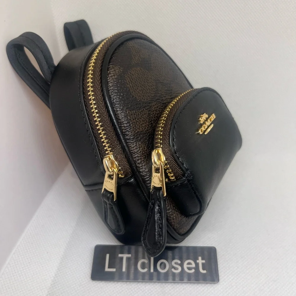 Last 1 ! New Coach Mini Court Backpack Bag Charm In Signature Canvas